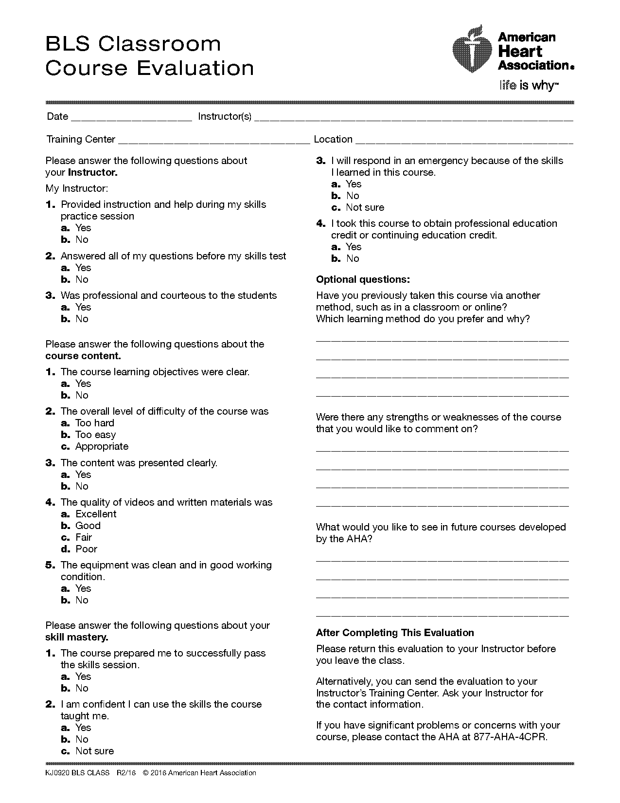 online class feedback form sample