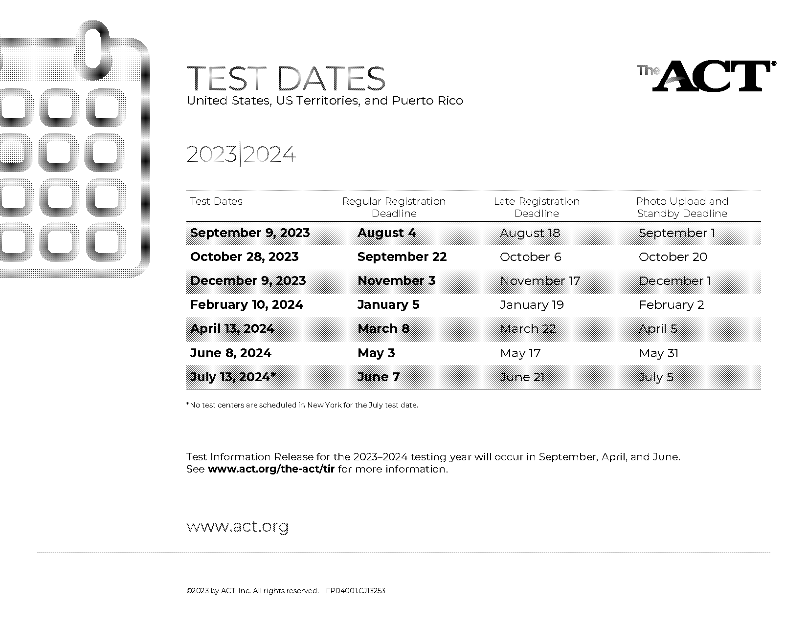 nm act test dates