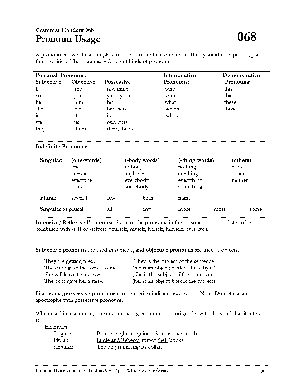 object pronoun clause examples