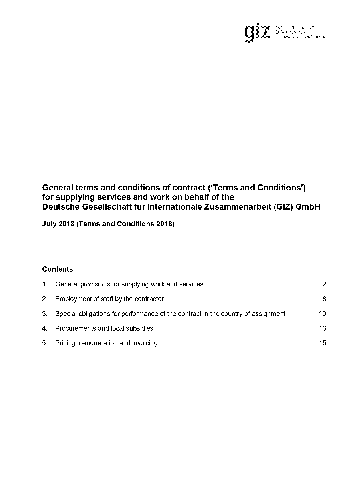 contracting terms and conditions template