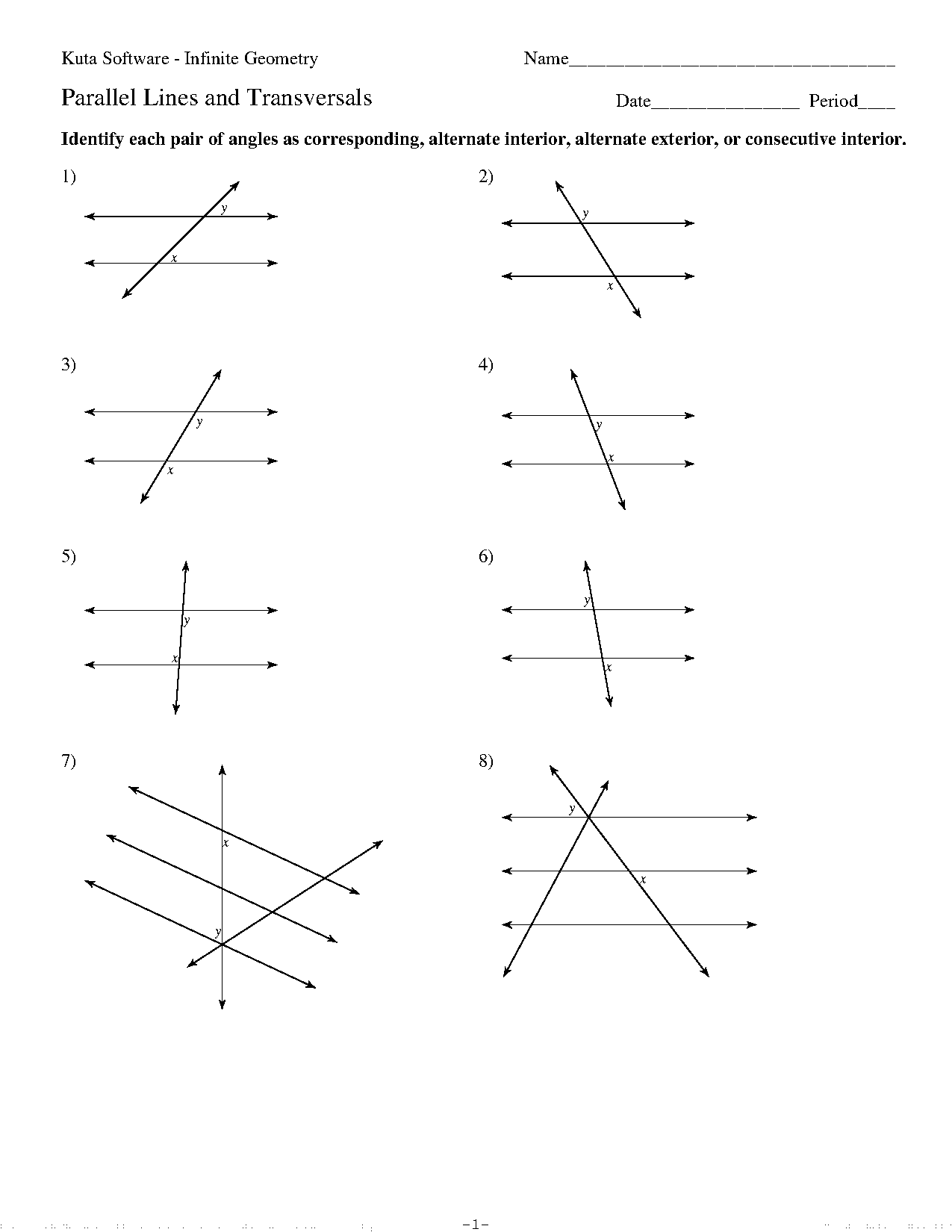 properties of lines and angles worksheet pdf packet