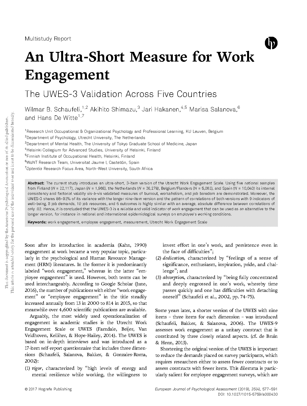 development of a novel brief job stress questionnaire