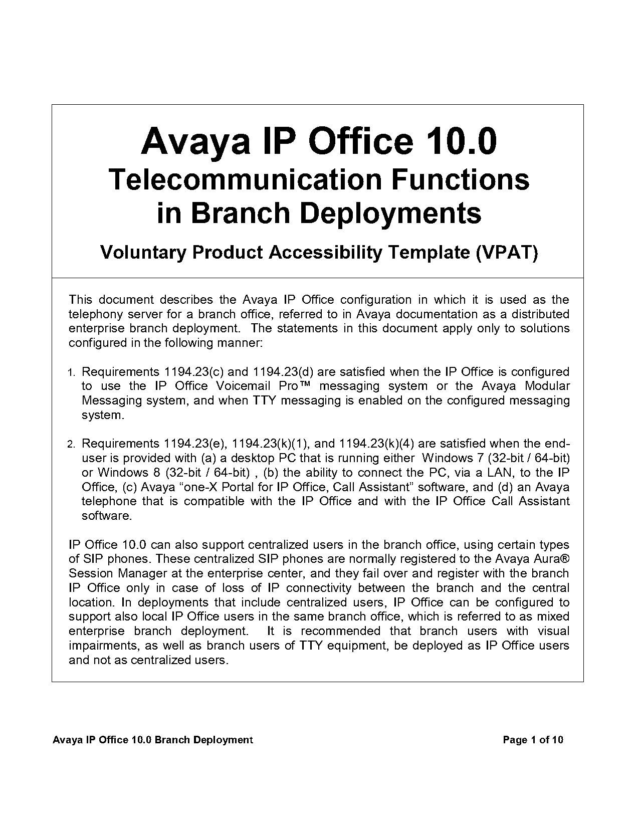 avaya ip office system requirements