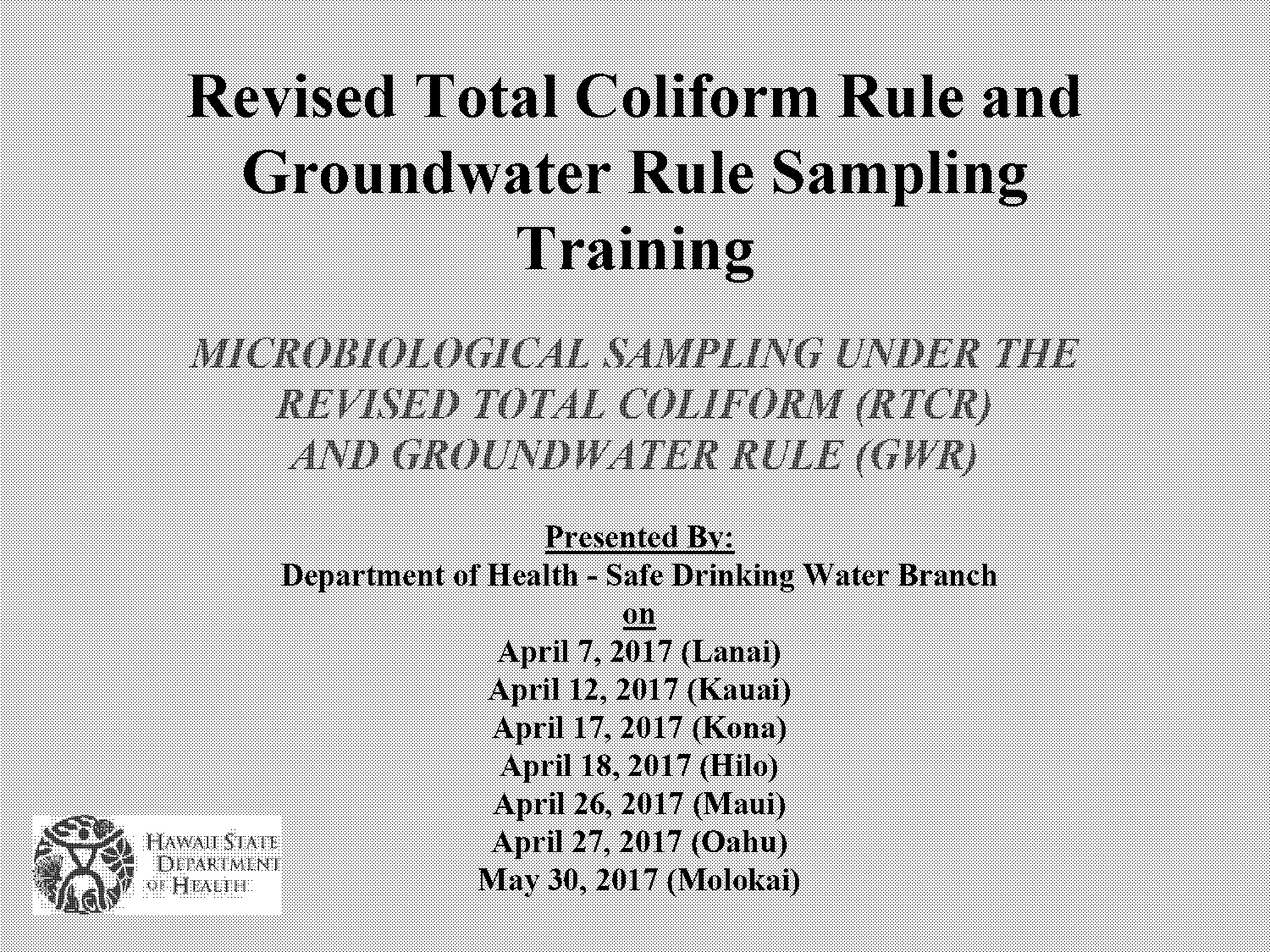 determining presence of coliform in water lab report