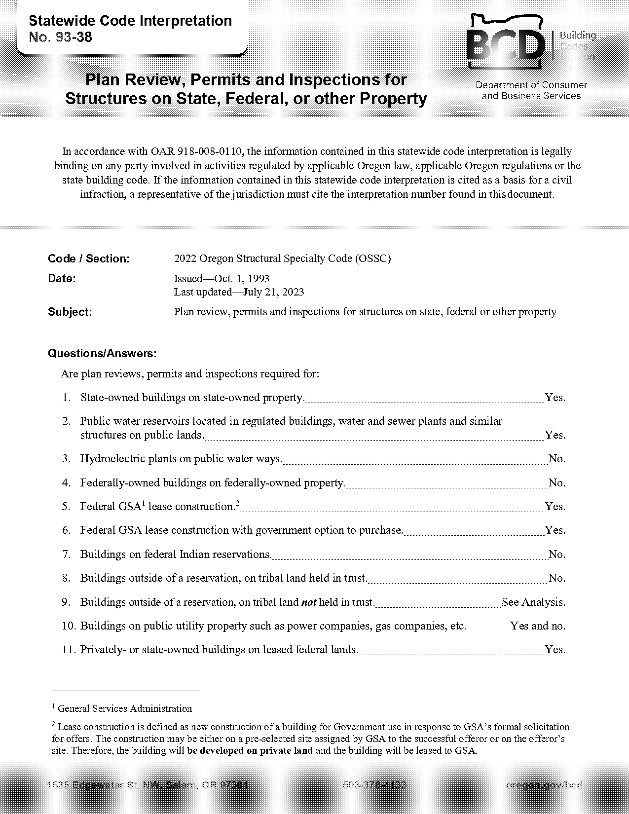 building permit on a private property