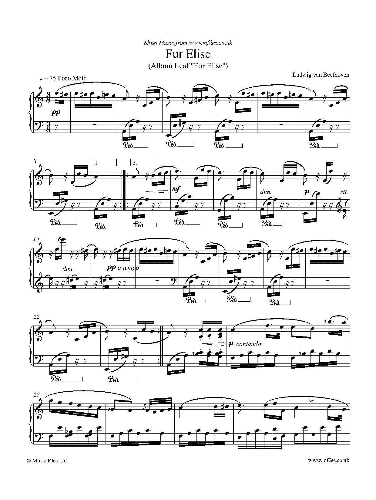 fur elise beethoven sheet music pdf