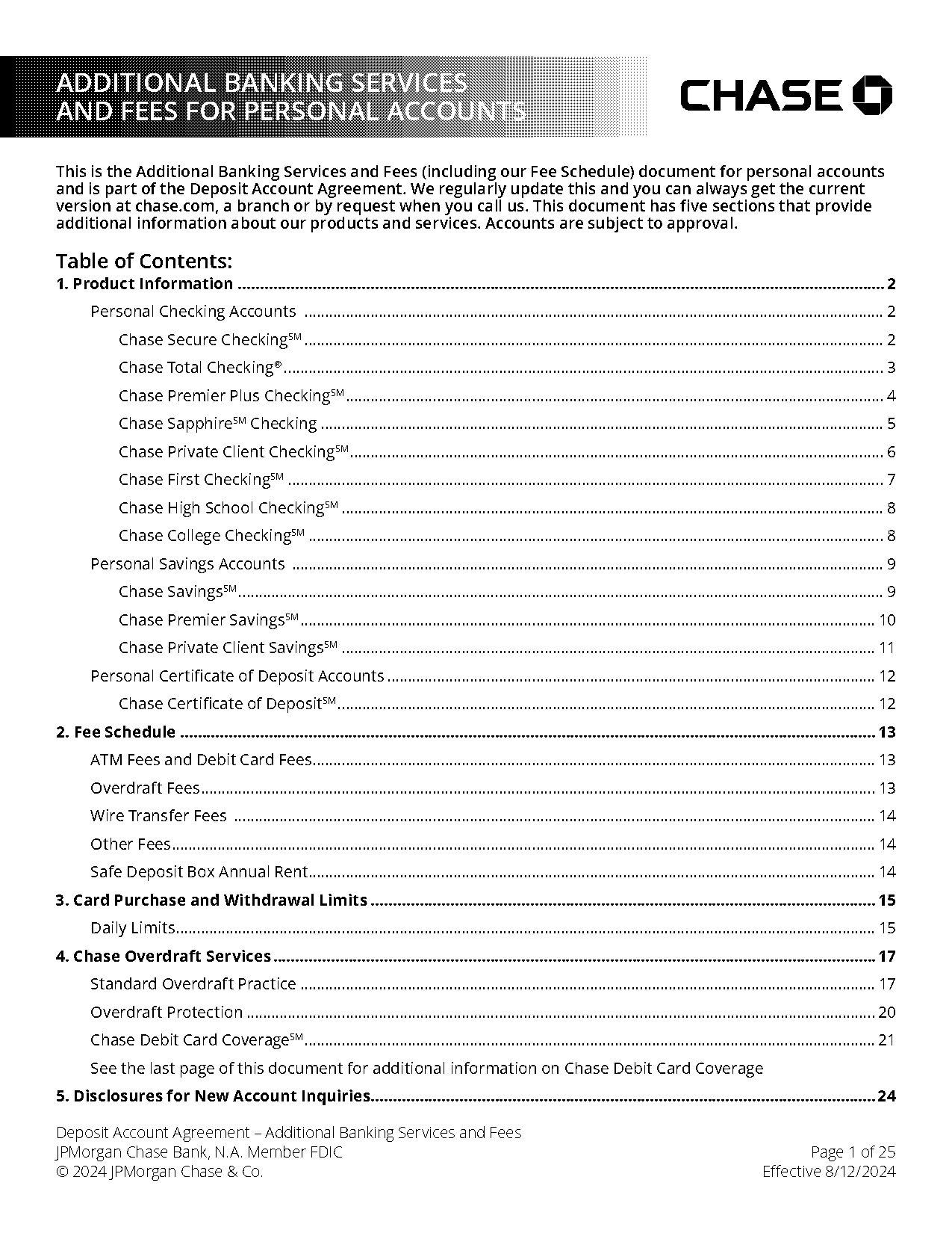 chase credit card processing statements