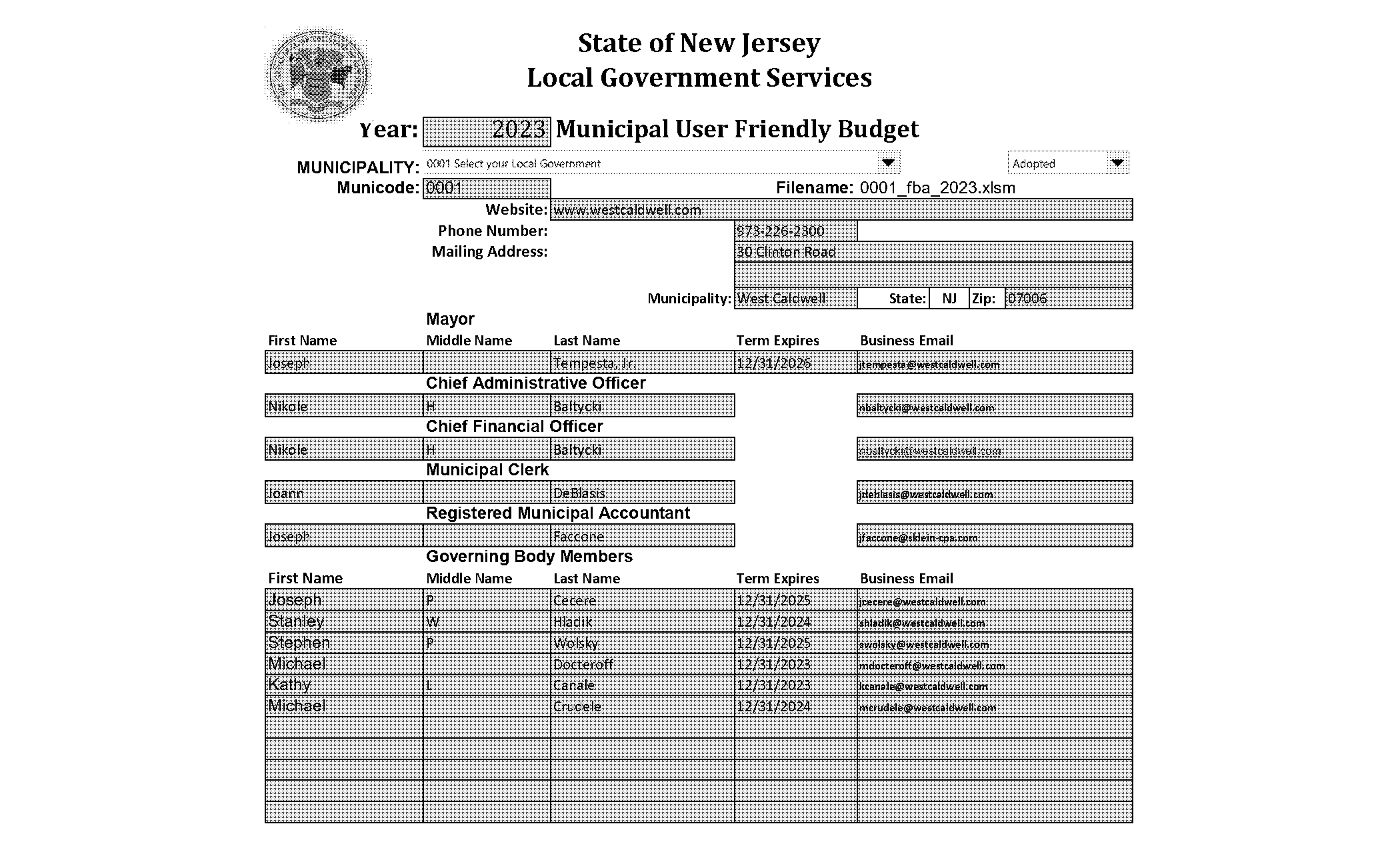 north caldwell nj property tax rate