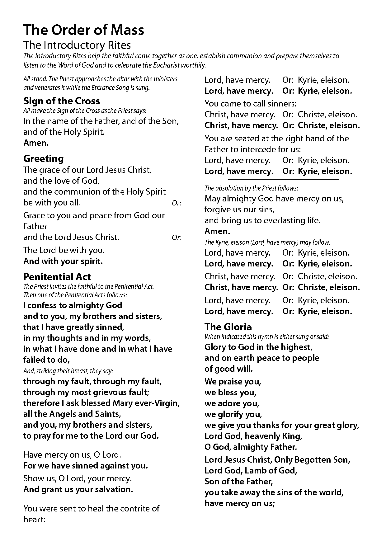 catholic mass full text