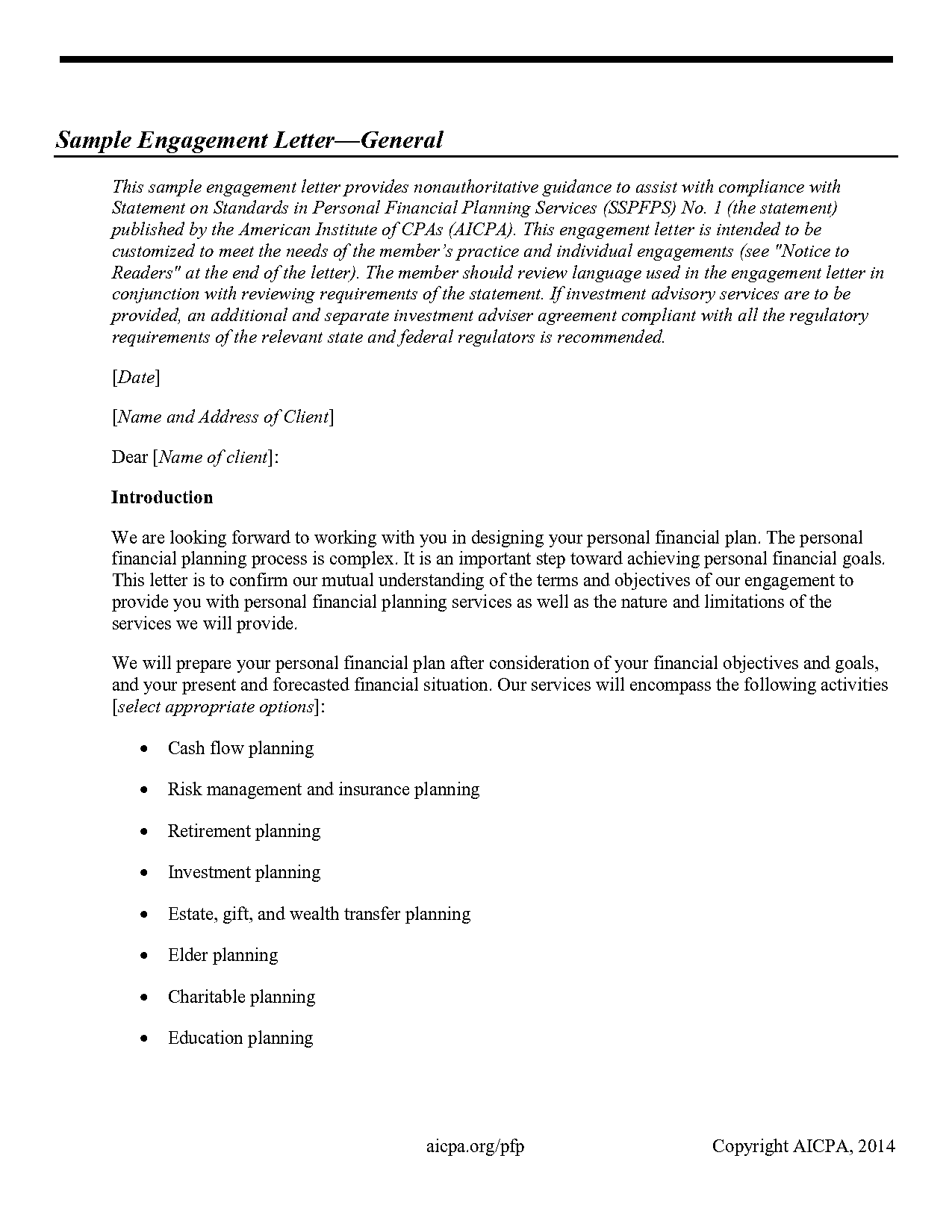 bookkeeping engagement letter templates