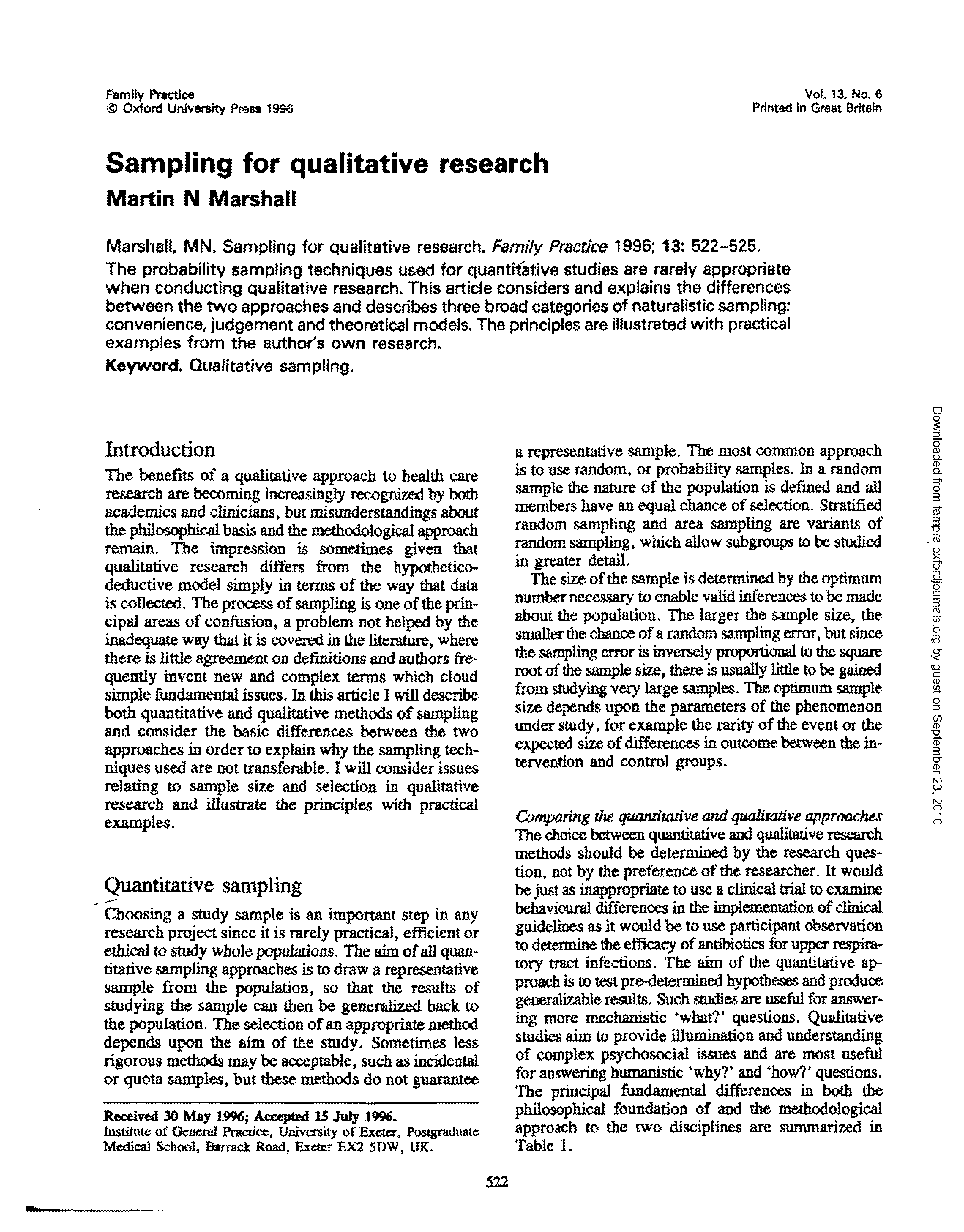 sampling techniques qualitative research