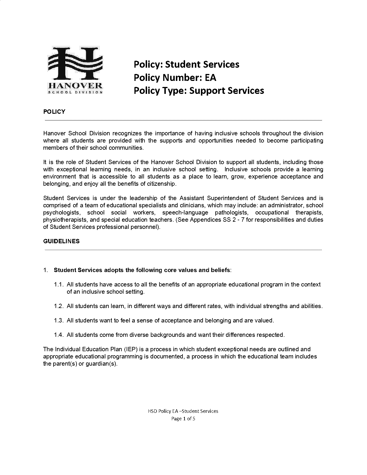 manitoba special education policy