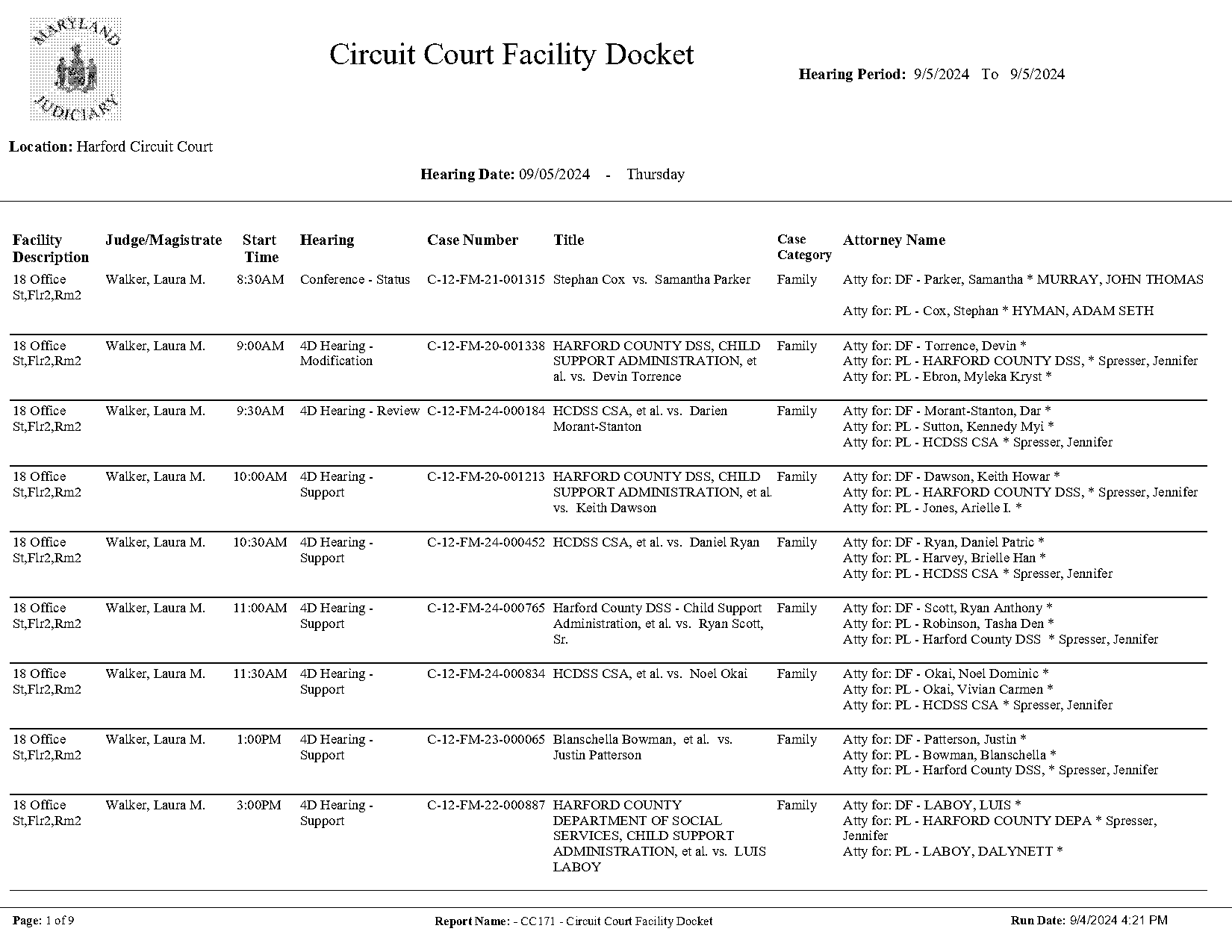 get charging documents harford counbty