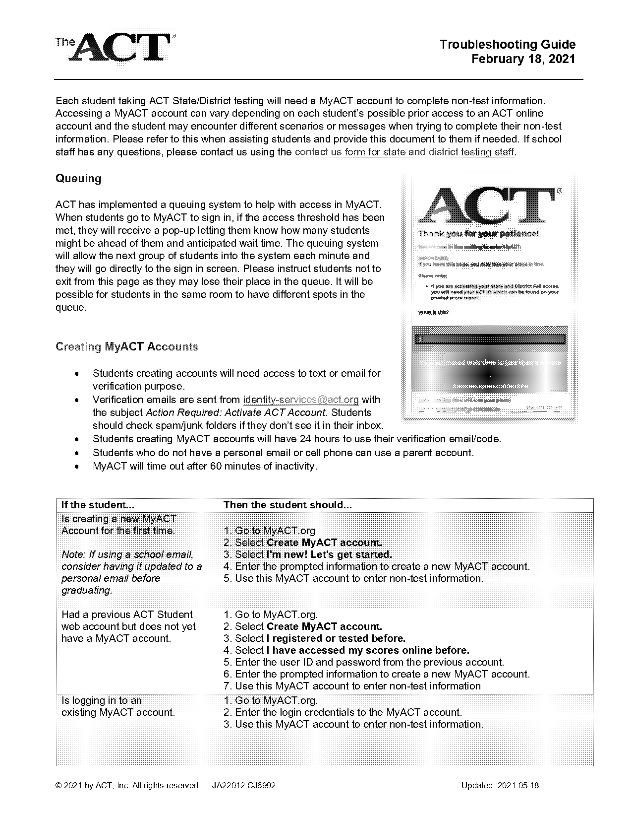 how to change act starts from registered to tested