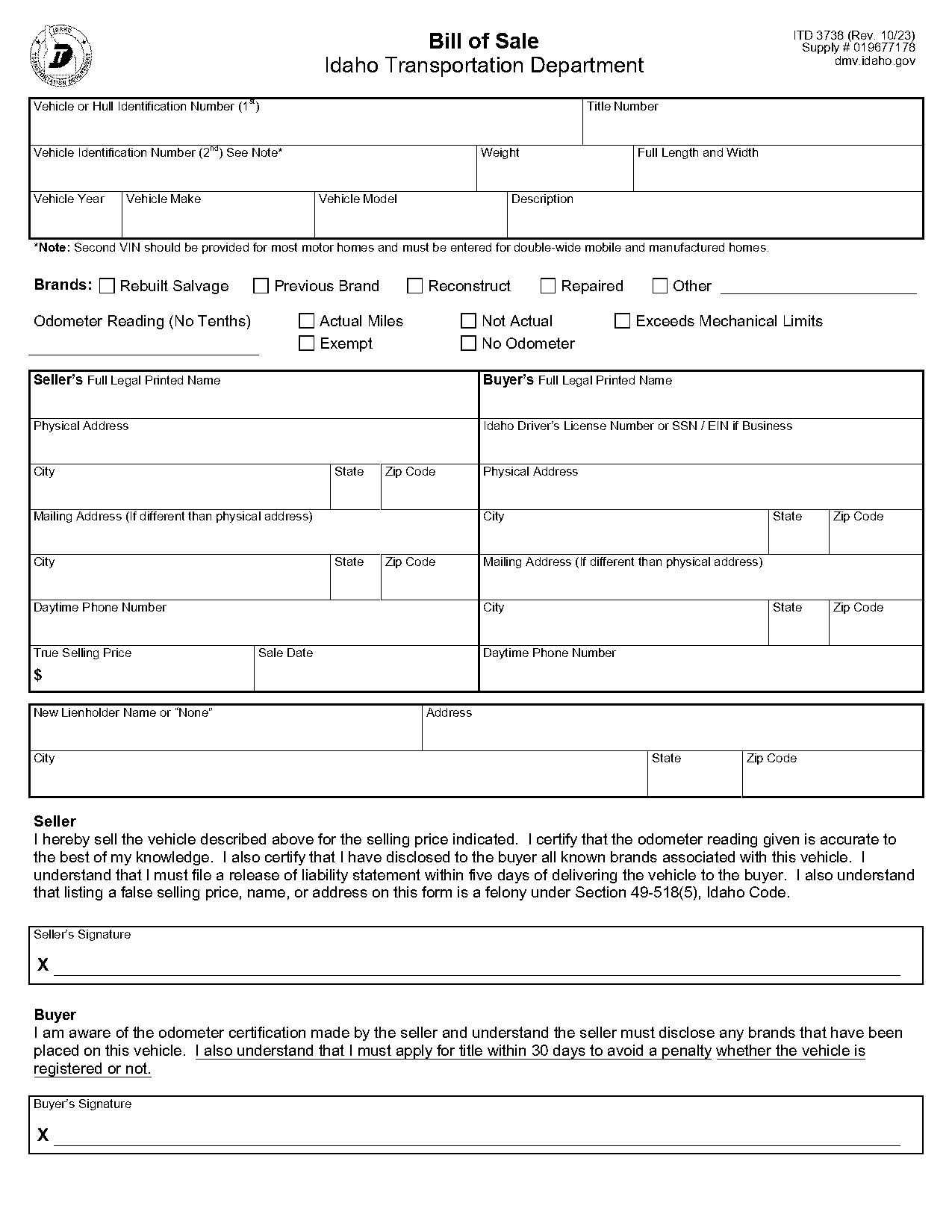 general bill of sale template vehicle