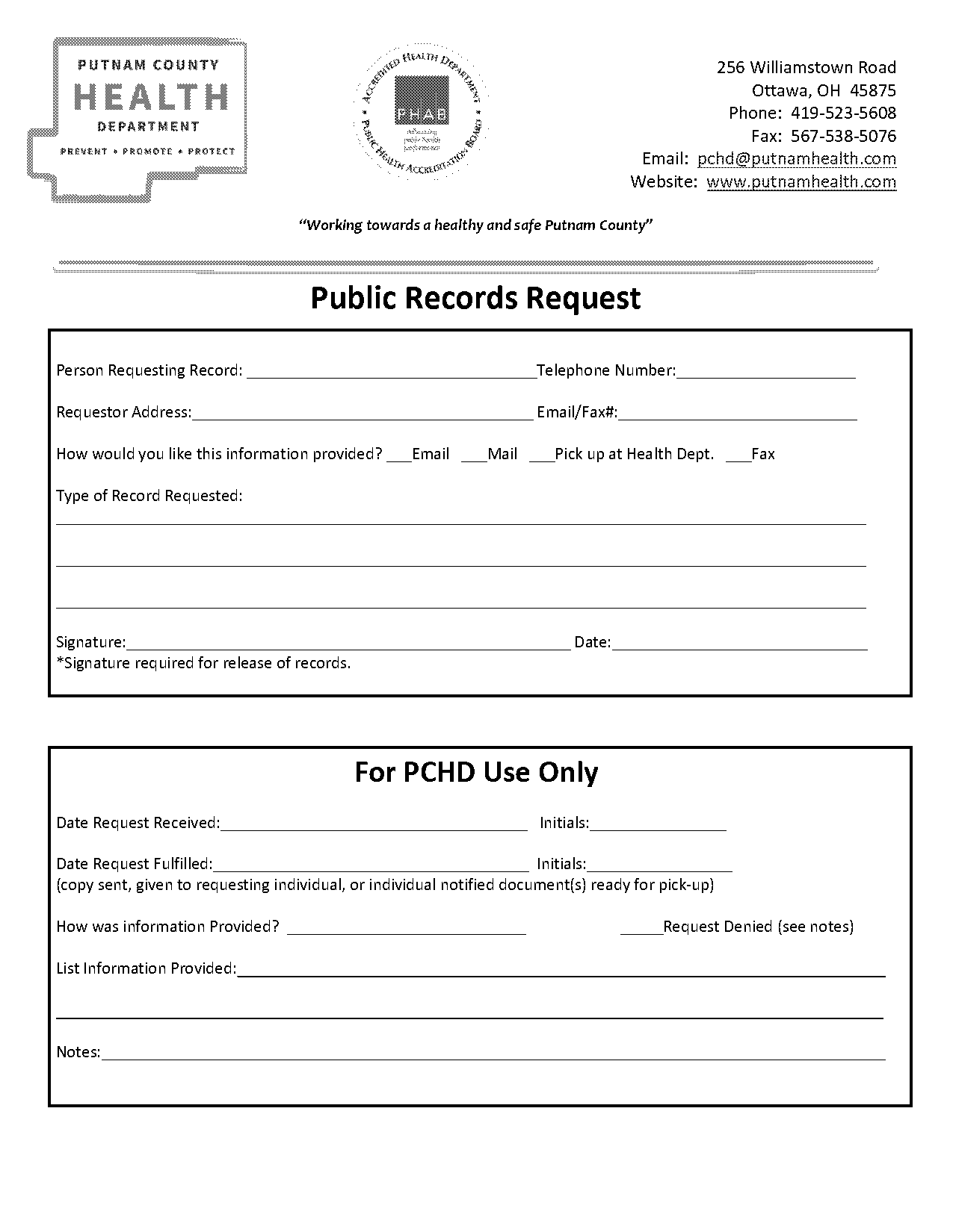 putnam county public records request