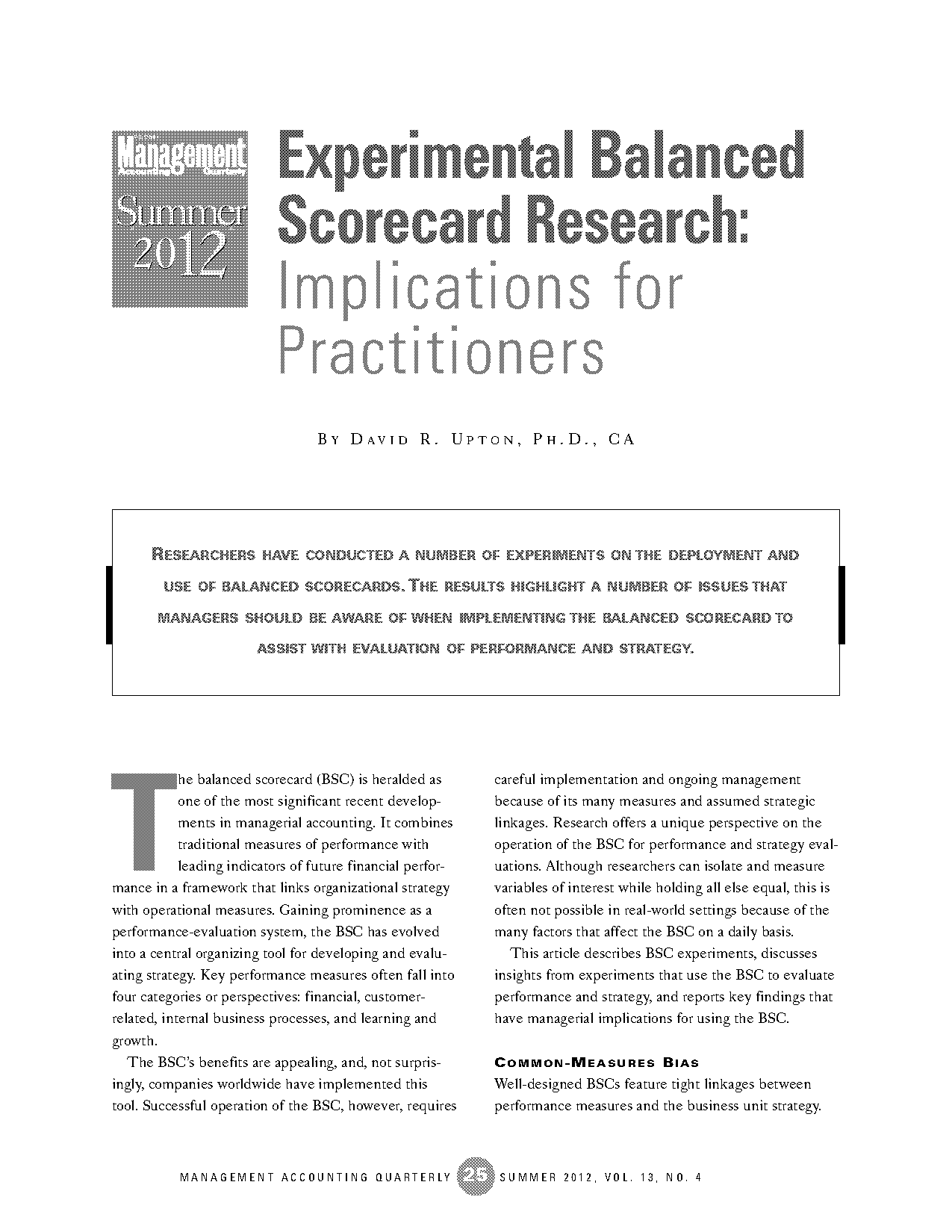 the role of balanced scorecard performance evaluation