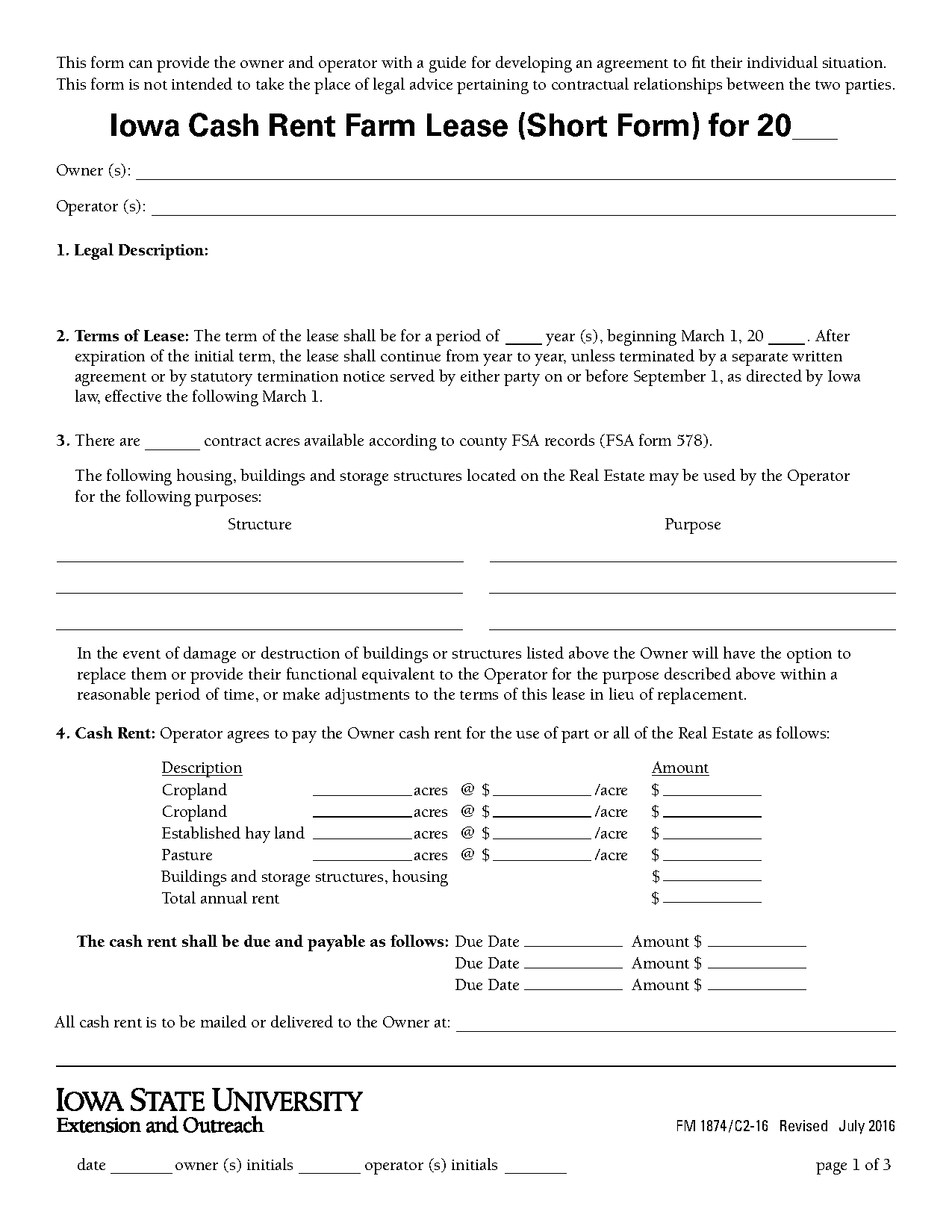 free iowa lease agreement template