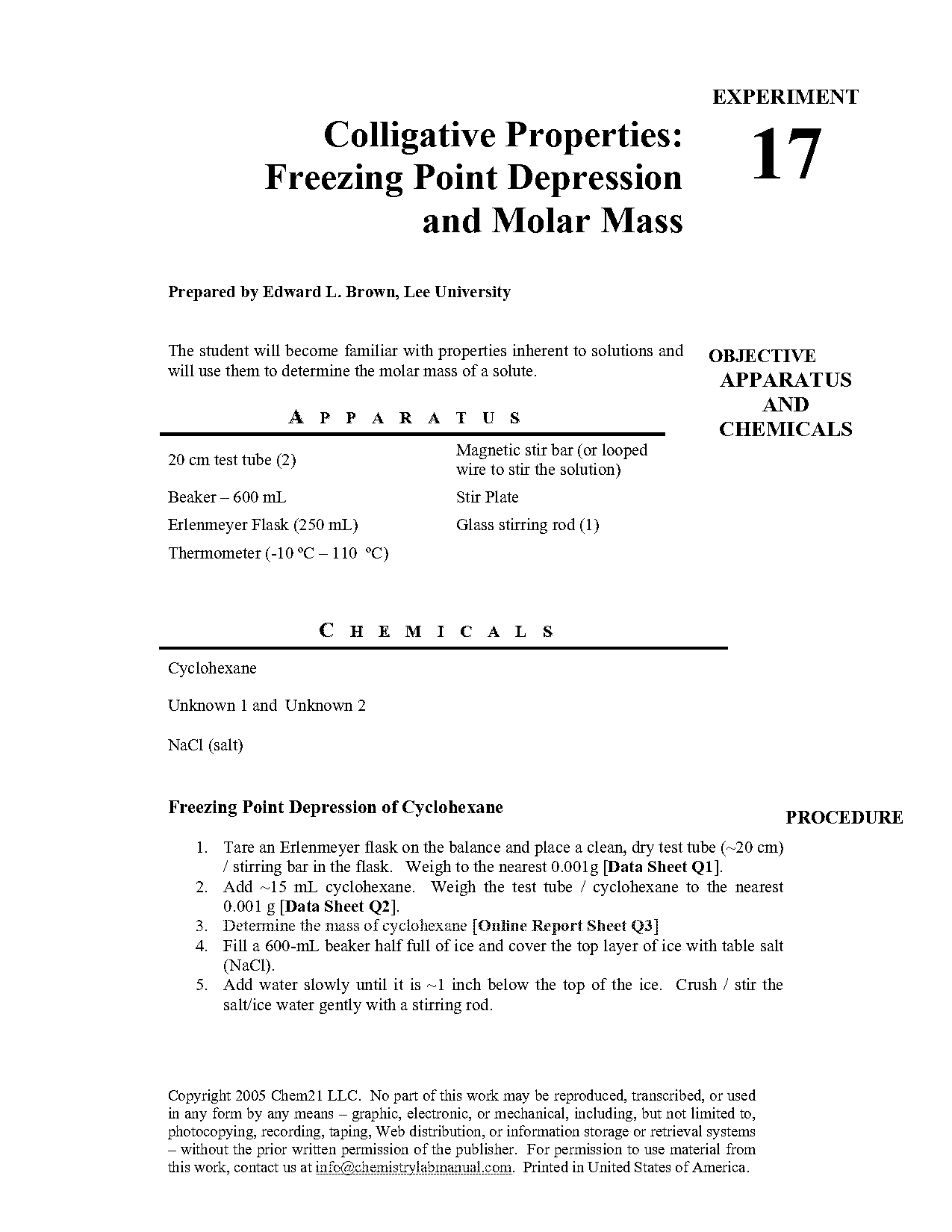 colligative properties lab report cyclohexane