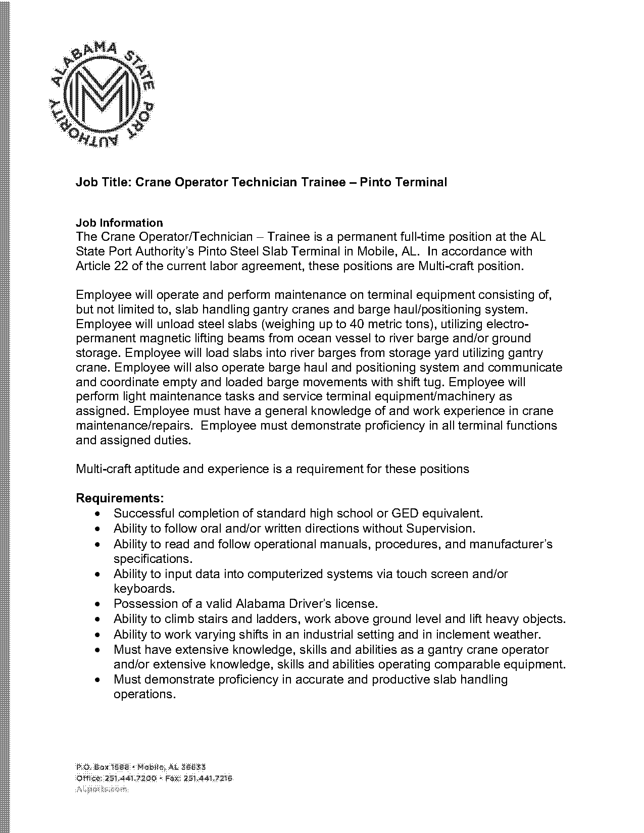 crane operator job description resume