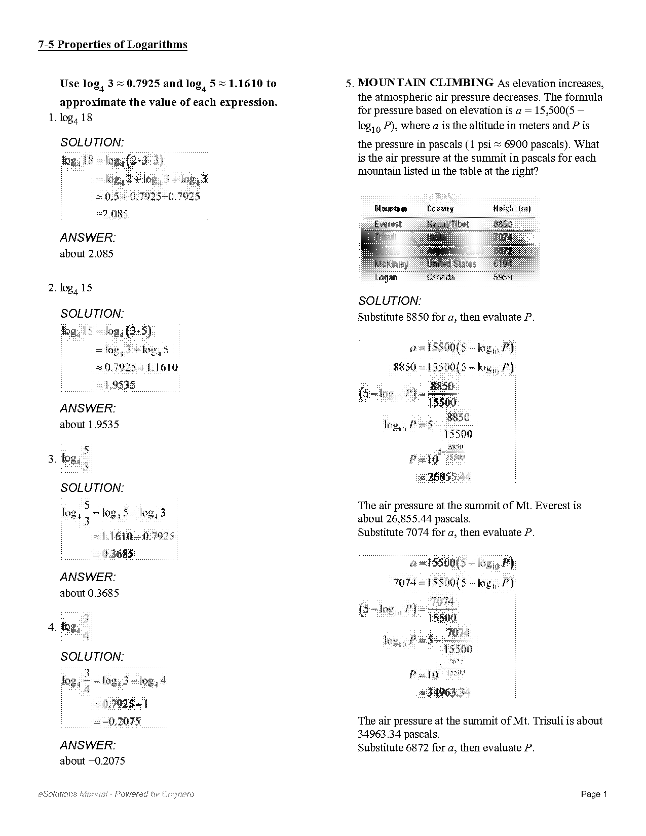 how to evaluate logarithmic expressions with a given values