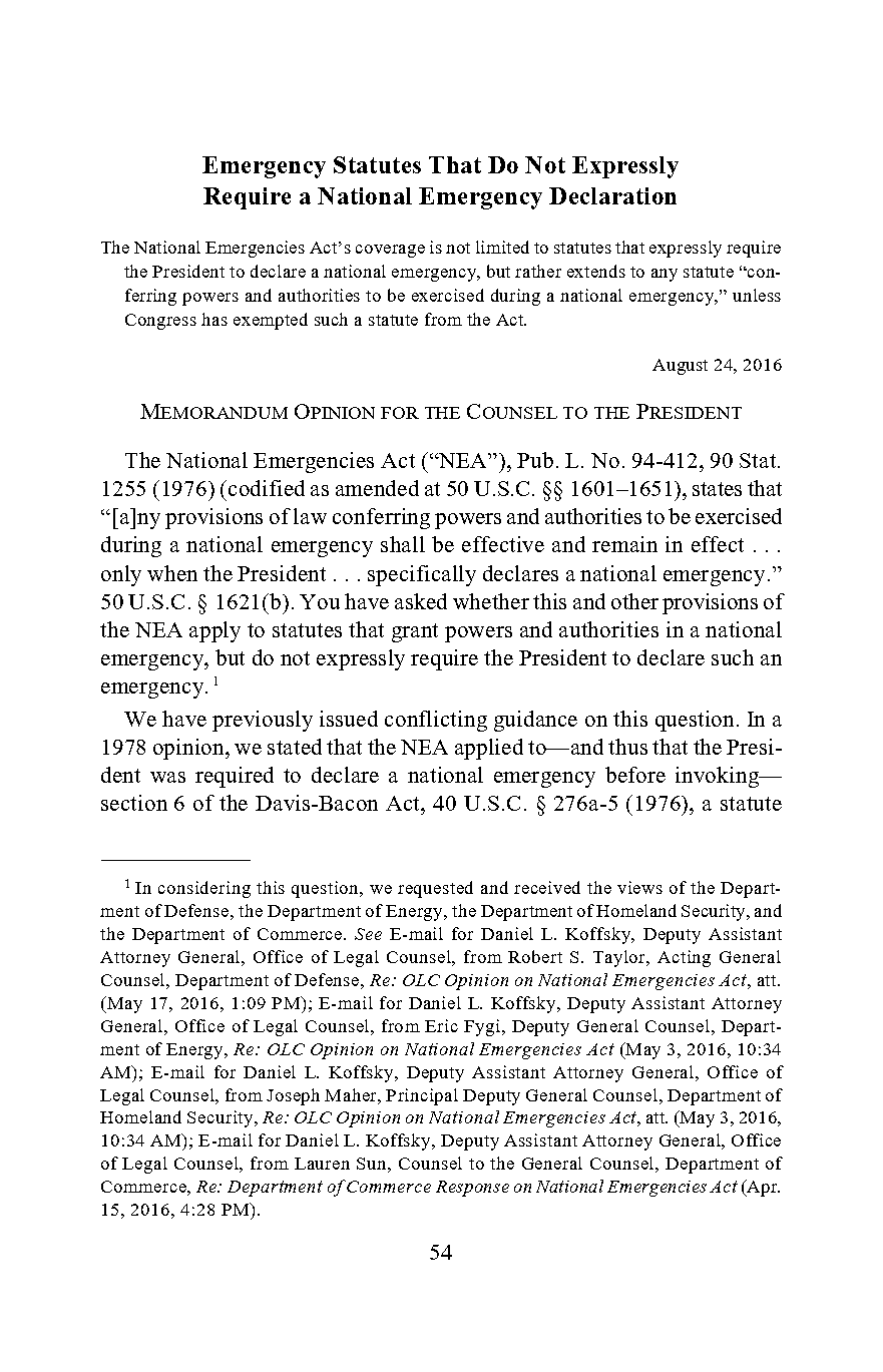 reasons presidents have declared national emergencies