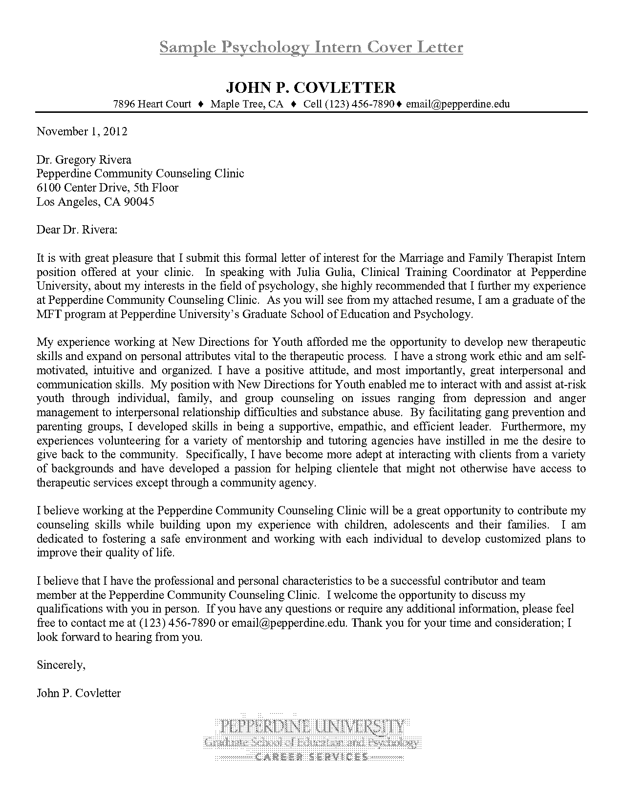 apa cover letter example