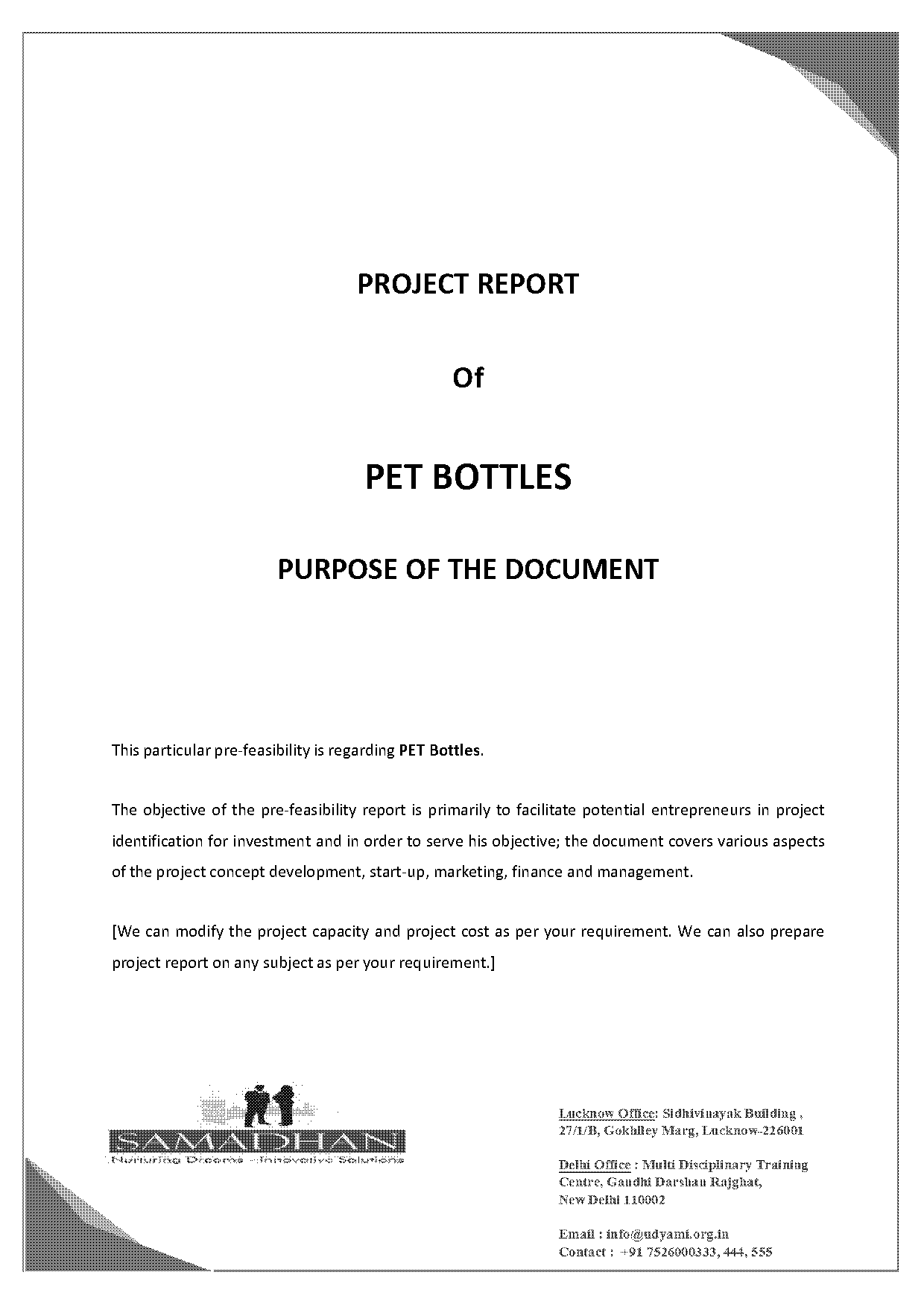 pet bottle manufacturing project report pdf