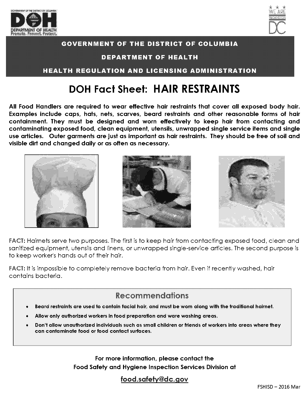 hair net requirements for food service