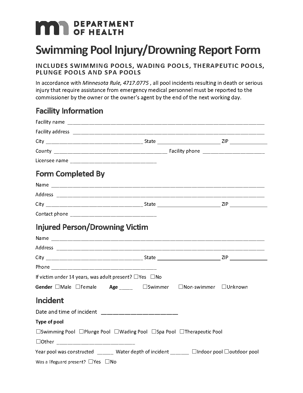 trauma incident report form