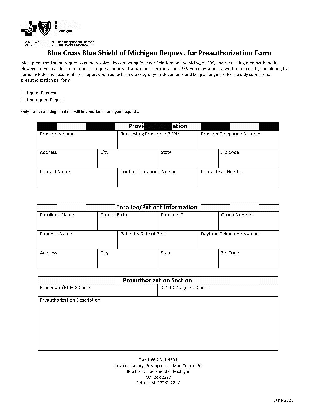 anthem bcbs of michigan prior authorization form