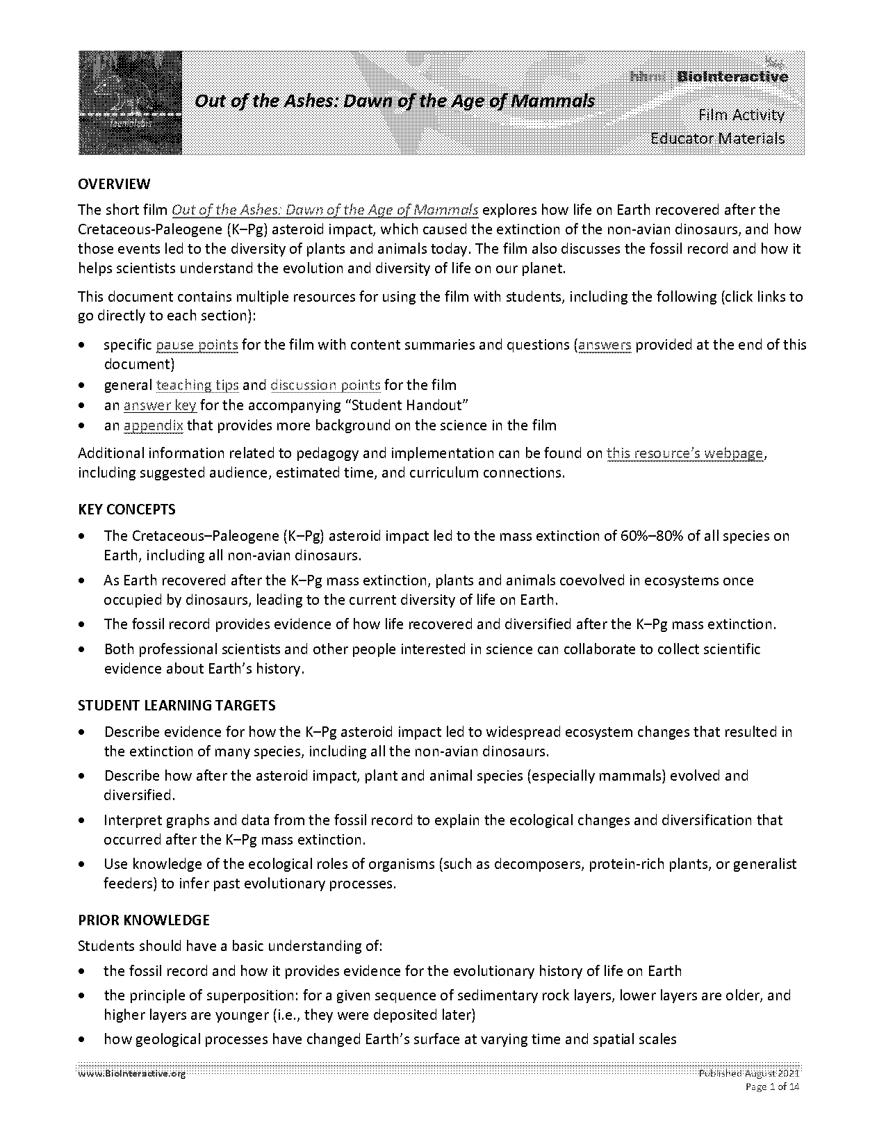 fossil evidence of evolution worksheet answer key