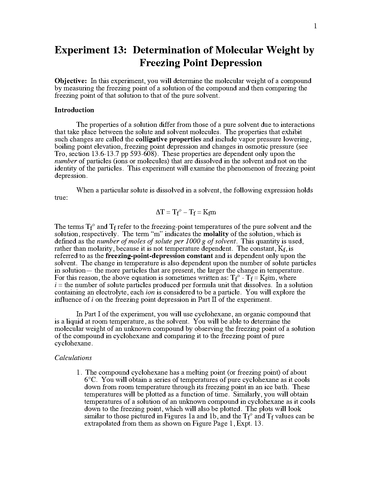 colligative properties lab report cyclohexane