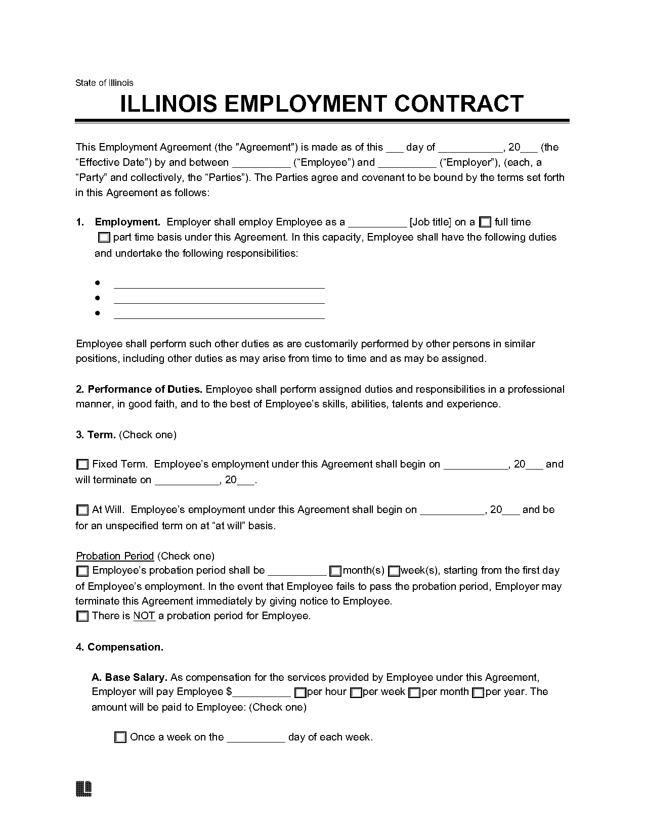 employment agreement template illinois