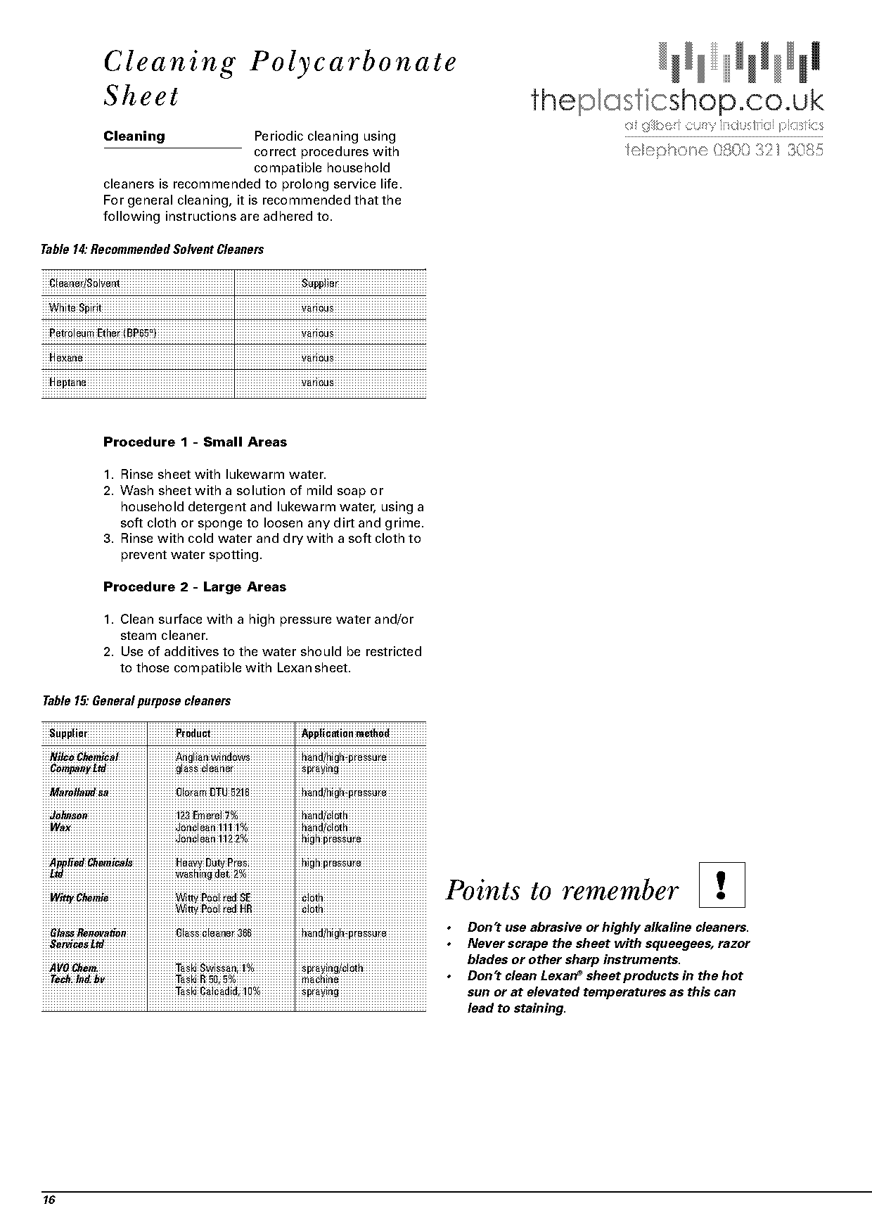 cleaning instructions for lexan