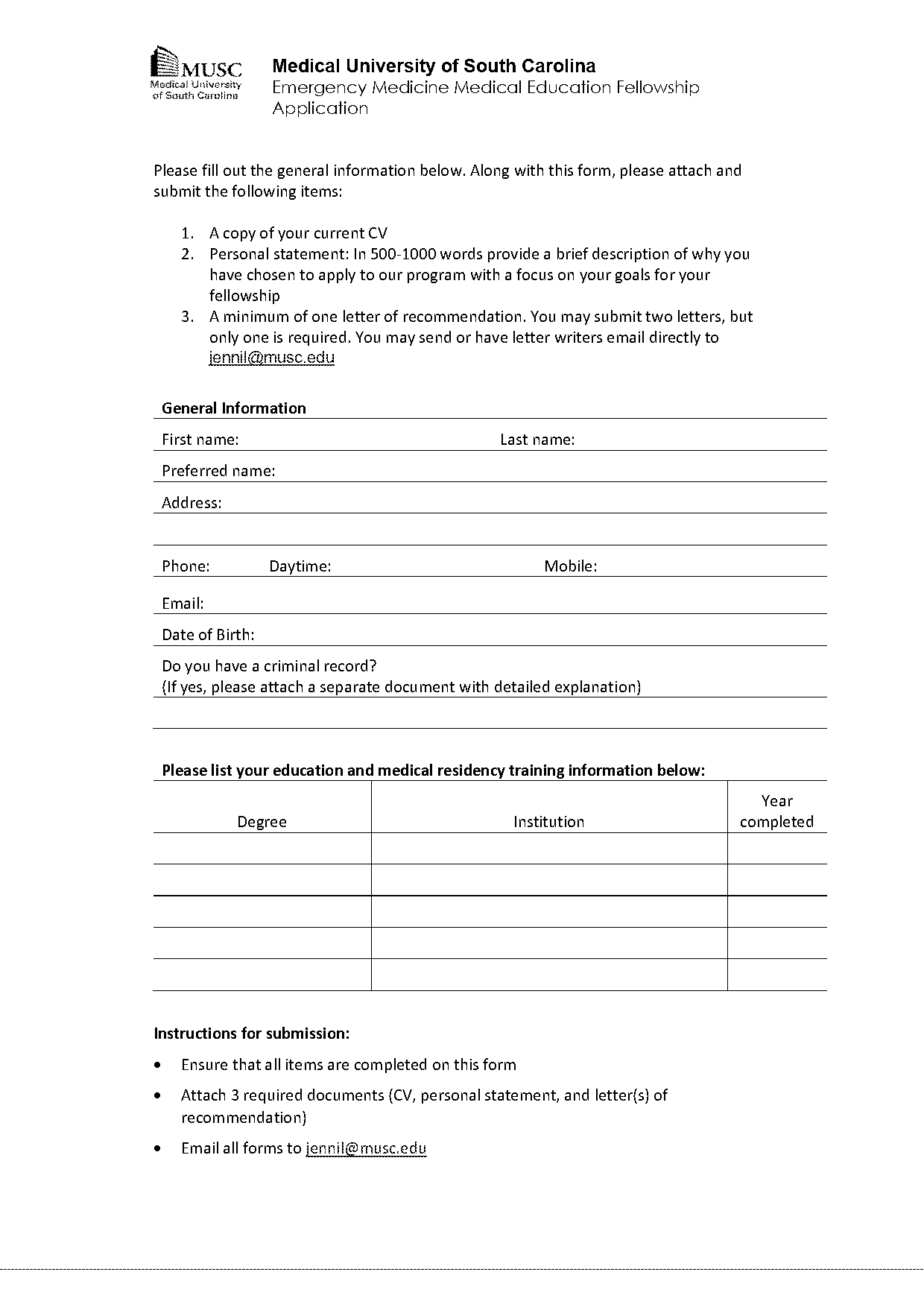 musc job application process