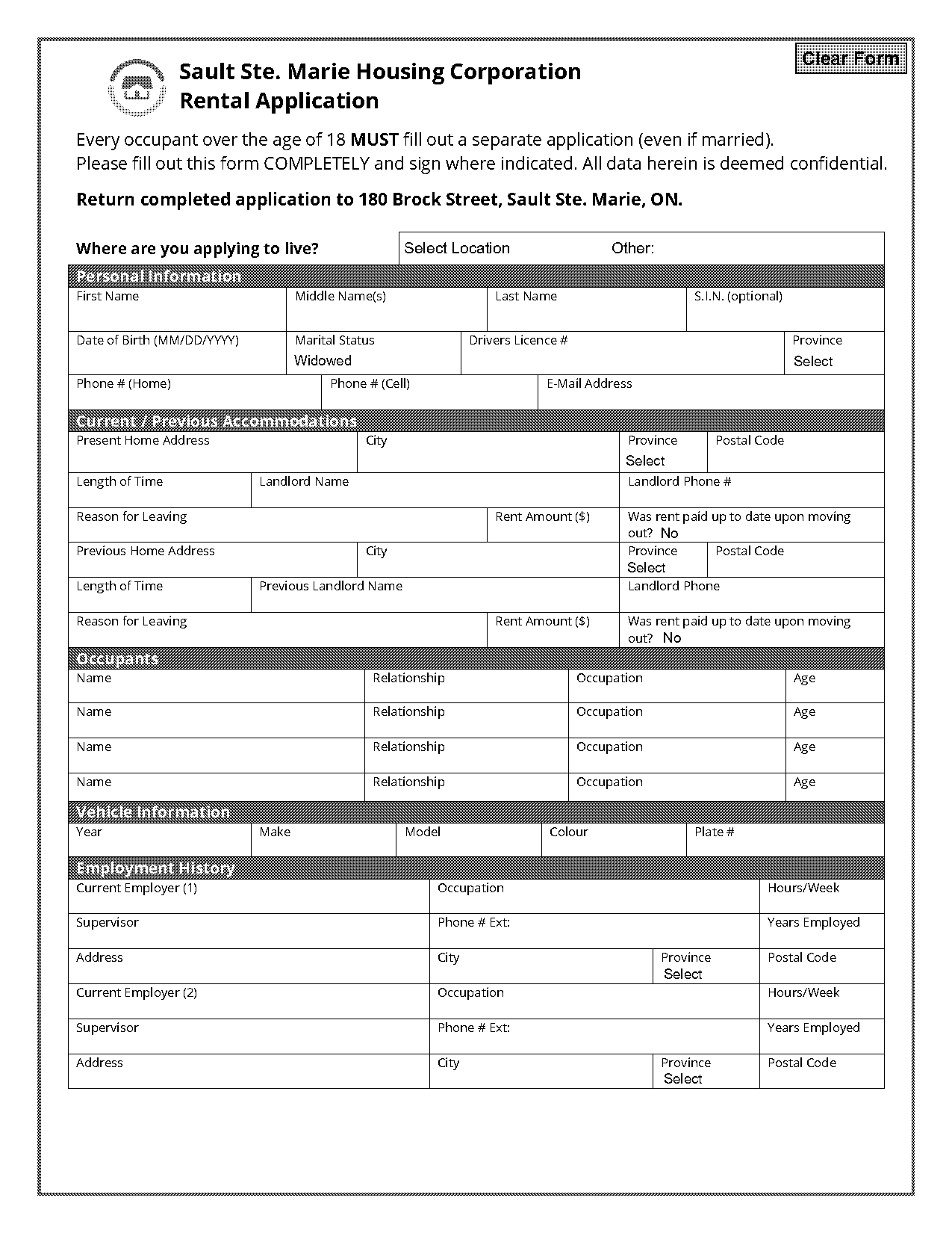 ontario housing application sault ste marie